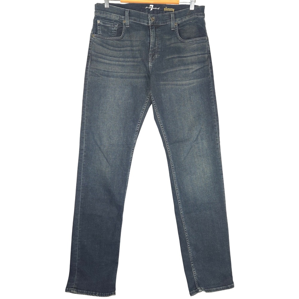 7 For All Mankind Slimmy Mens Dark Wash Slim Fit Jeans‎ Blue 34x34